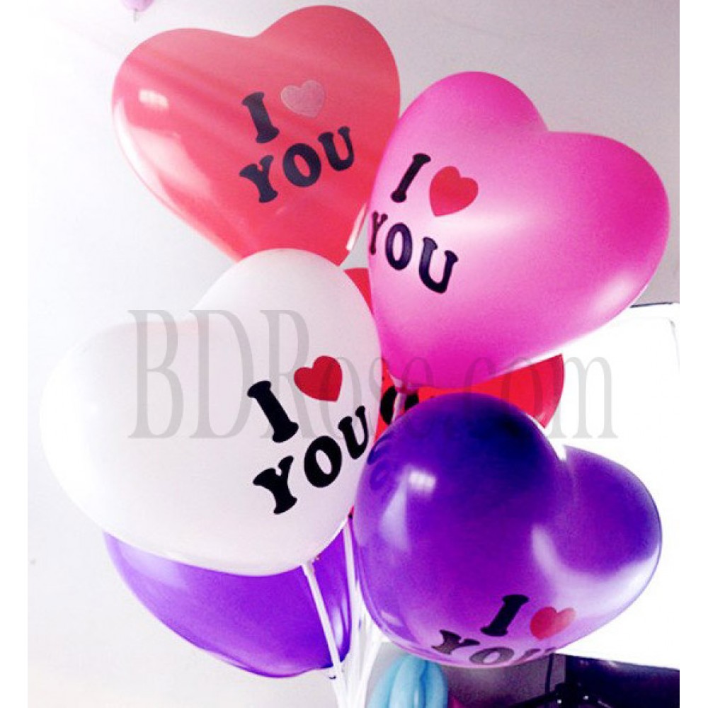 6 pcs heart shape balloon bouquet