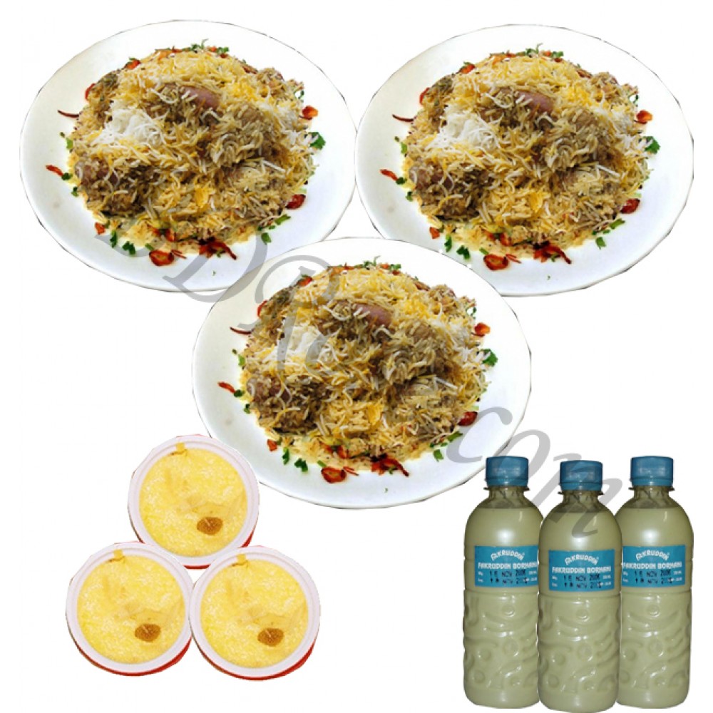 Fakruddin kachchi biryani with firney and borhani