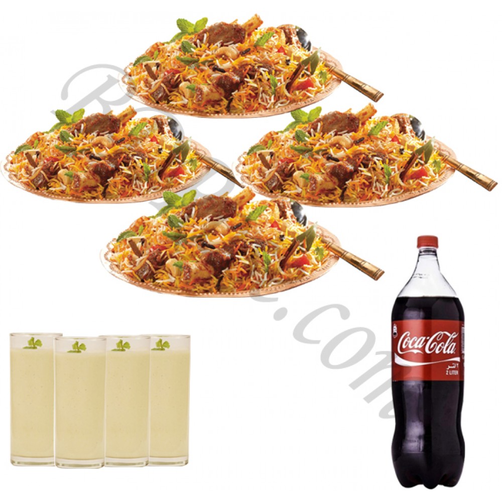 Nawabi voj kachchi biryani with borhani and 2 liter coke