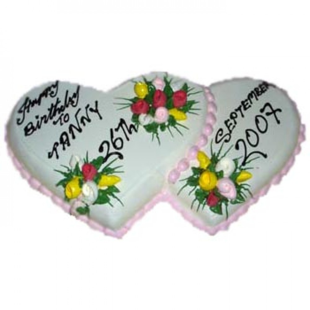 Swiss – 6.6 Pounds Vanilla Double Heart Shape Cake