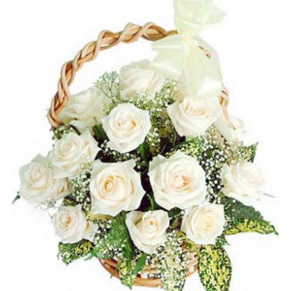 White Roses Basket