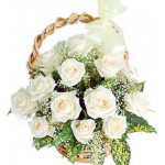 White Roses Basket