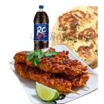 3 piece Beef Sheek Kabab W/ 2 Naan and RC cola