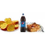 Lasagna with Garlic Bread & Pepsi