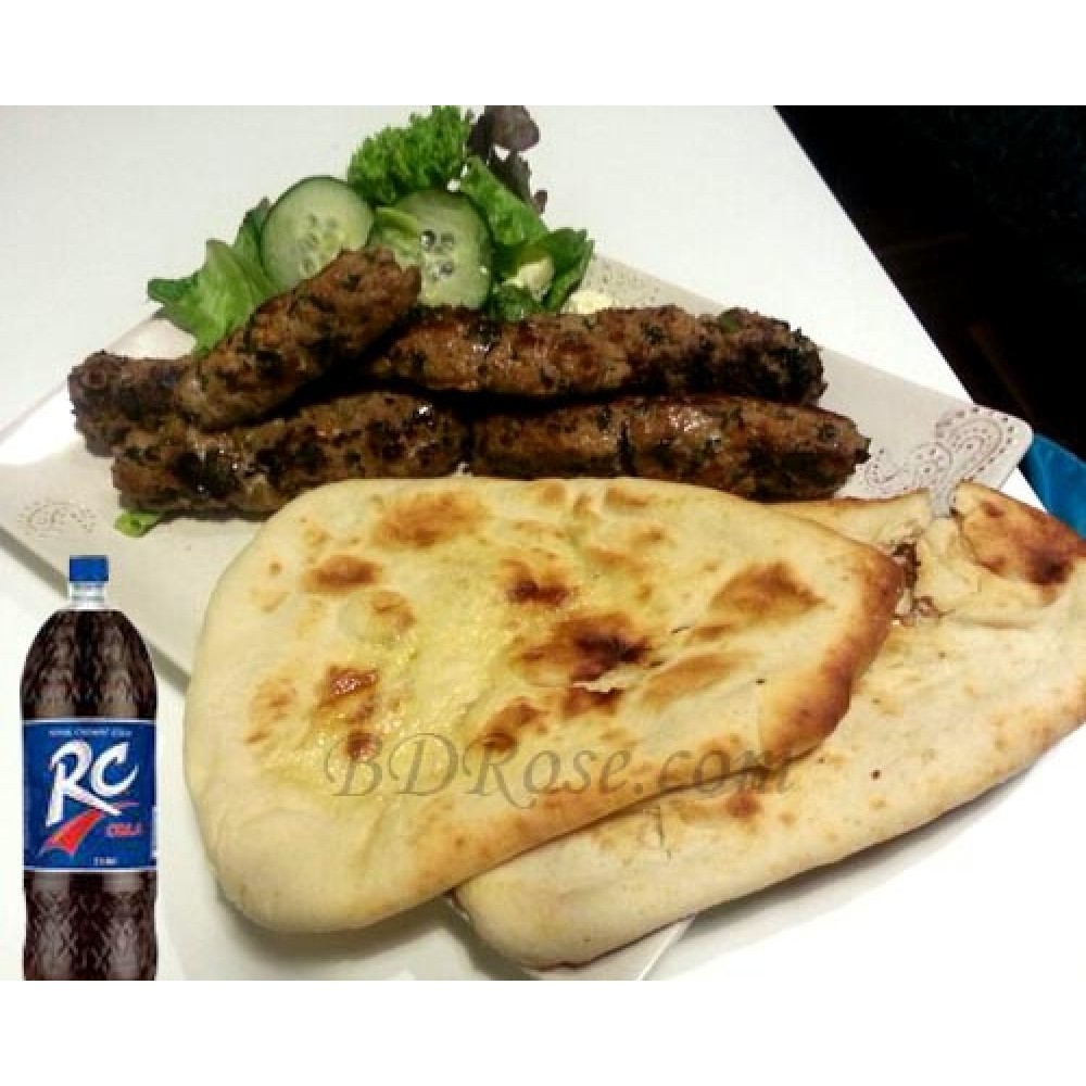 2 Beef  Sheek Kabab W/ 2 Naan and RC Cola