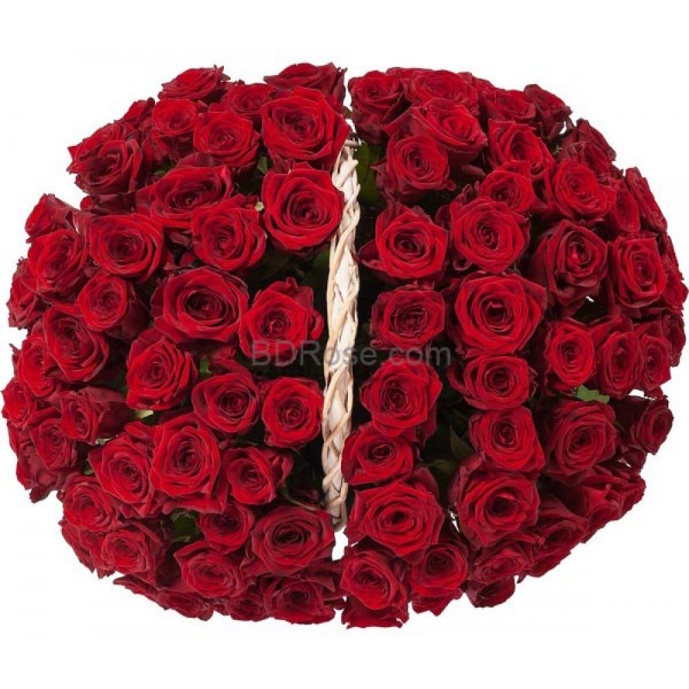 Round shape basket 100 red rose 