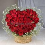 50 Heart Shape Roses in Basket