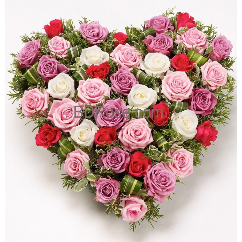 Mixed color heart shape Rose Basket