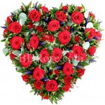 50pcs red roses in heart shape basket