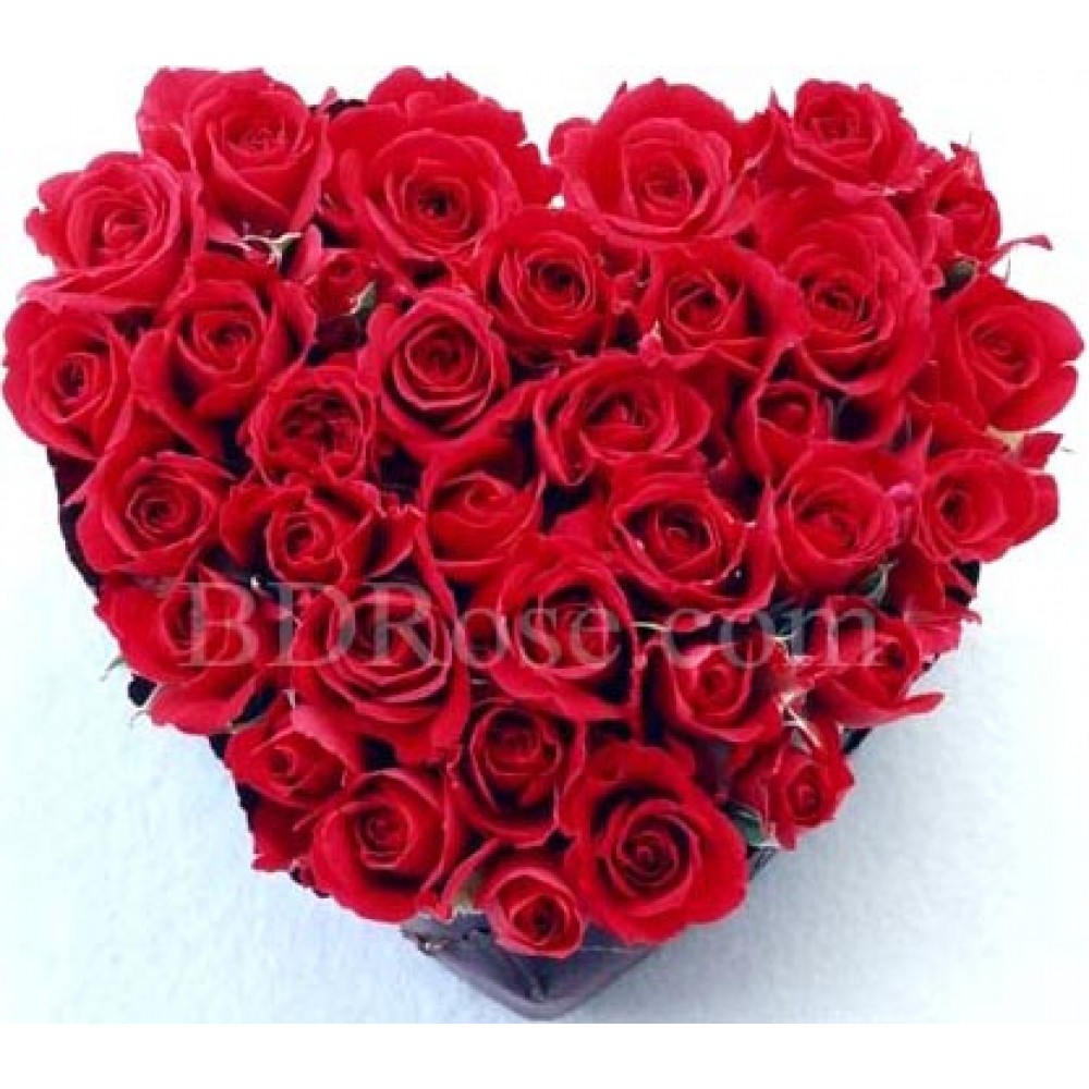 50pcs heart shape red roses 