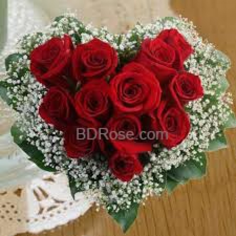 12 Red heart shape rose