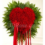 100 pcs red roses in heart shape basket