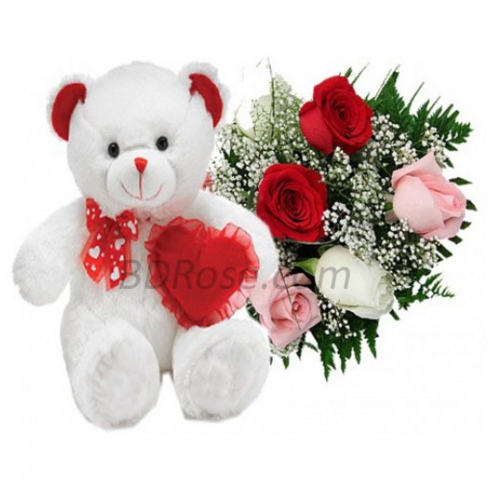 Flower Bouquet W/ Teddy Bear