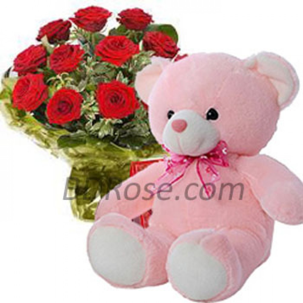 Flower Bouquet W/ Teddy Bear