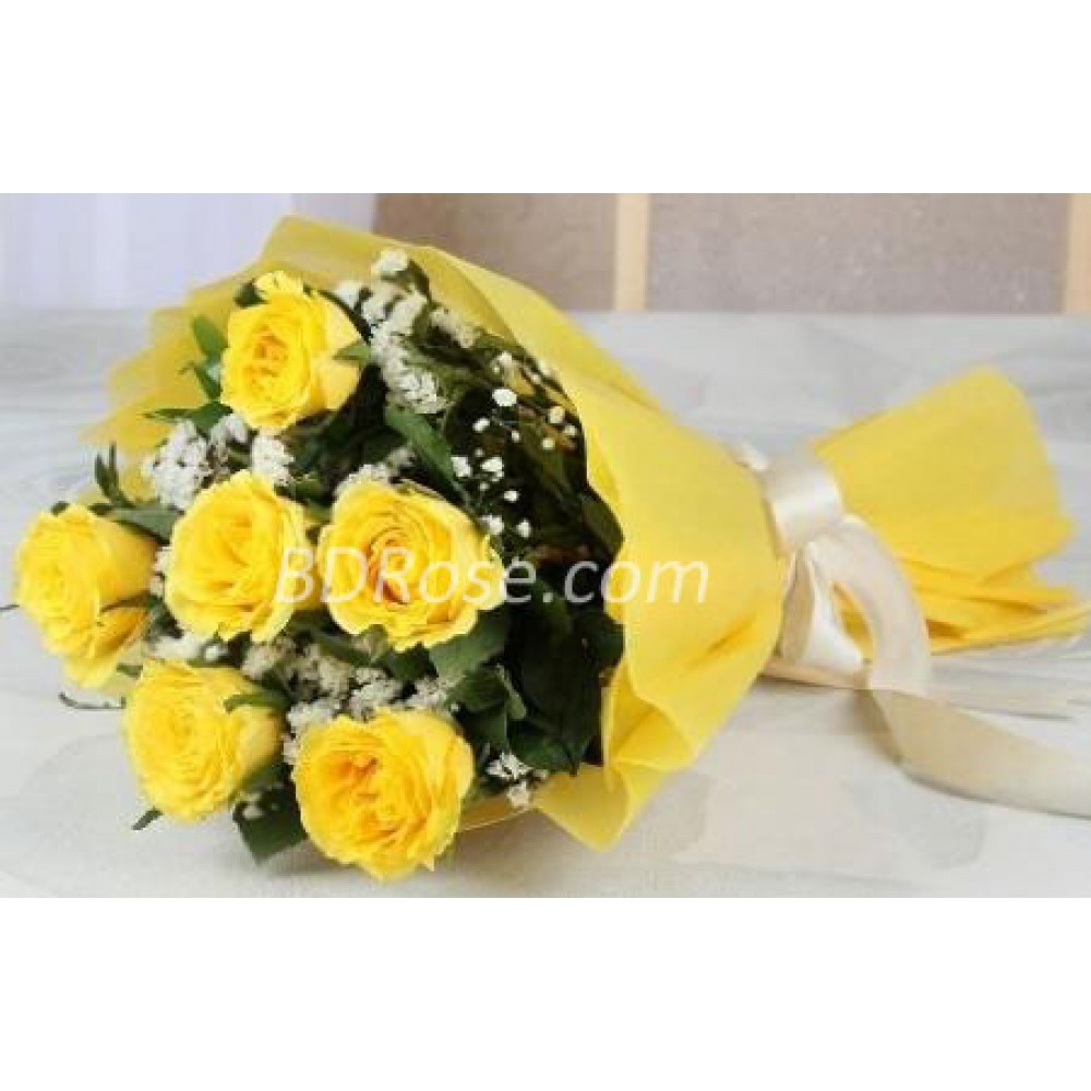 Imported half dozen yellow Rose in Bouquet