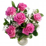 Imported half dozen pink Rose in a Vase