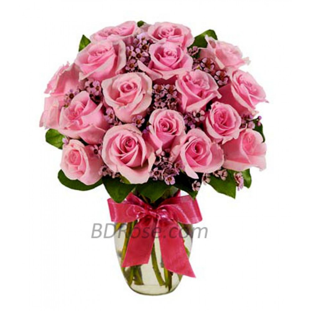 2 dozen Imported Pink Roses in a Vase