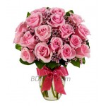 2 dozen Imported Pink Roses in a Vase
