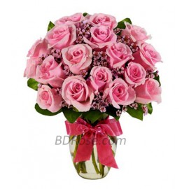 2 dozen Imported Pink Roses in a Vase