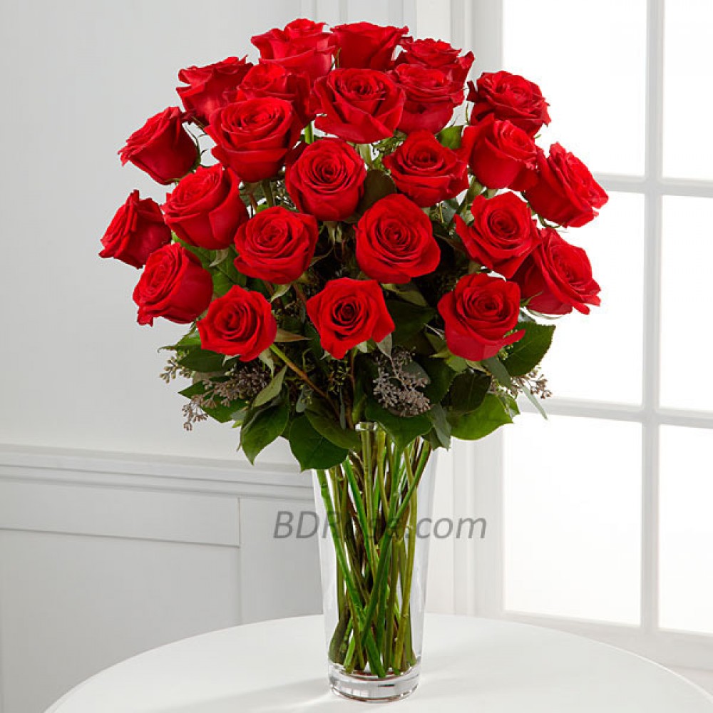 2 dozen Imported Red Roses in a Vase