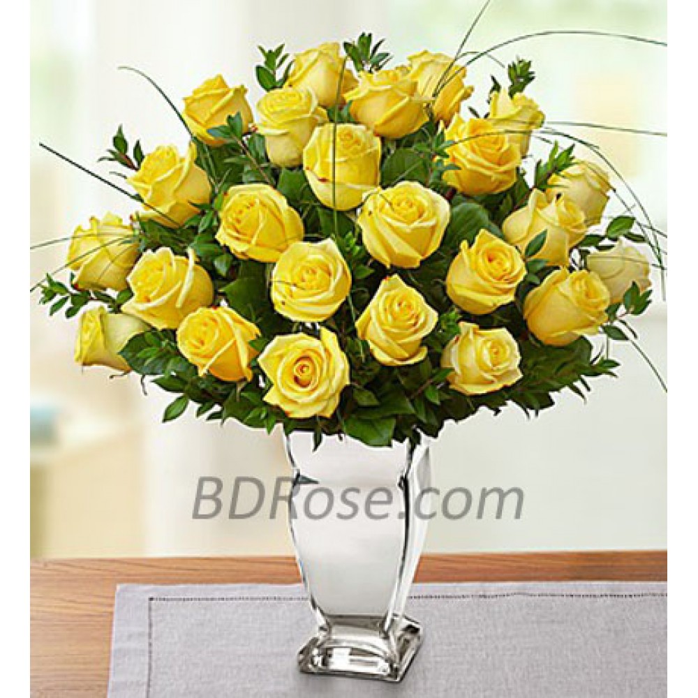 2 dozen Imported Yellow Roses in a Vase