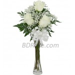 3pcs Imported White Roses in a Vase
