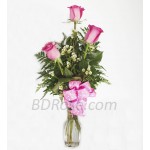 3pcs Imported pink Roses in a Vase