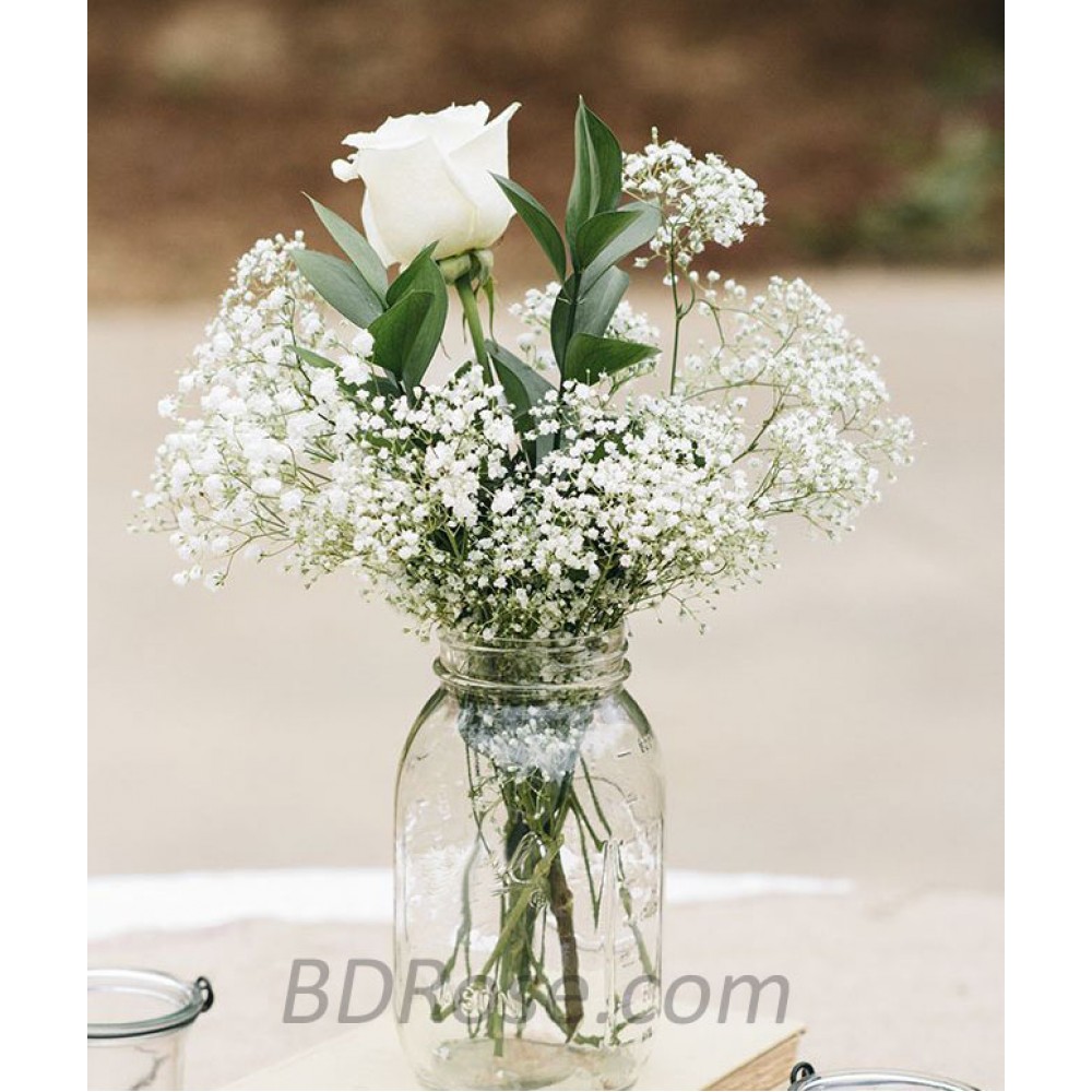 Imported single White Rose in a vase