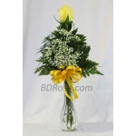 Imported single Yellow Rose in a vase