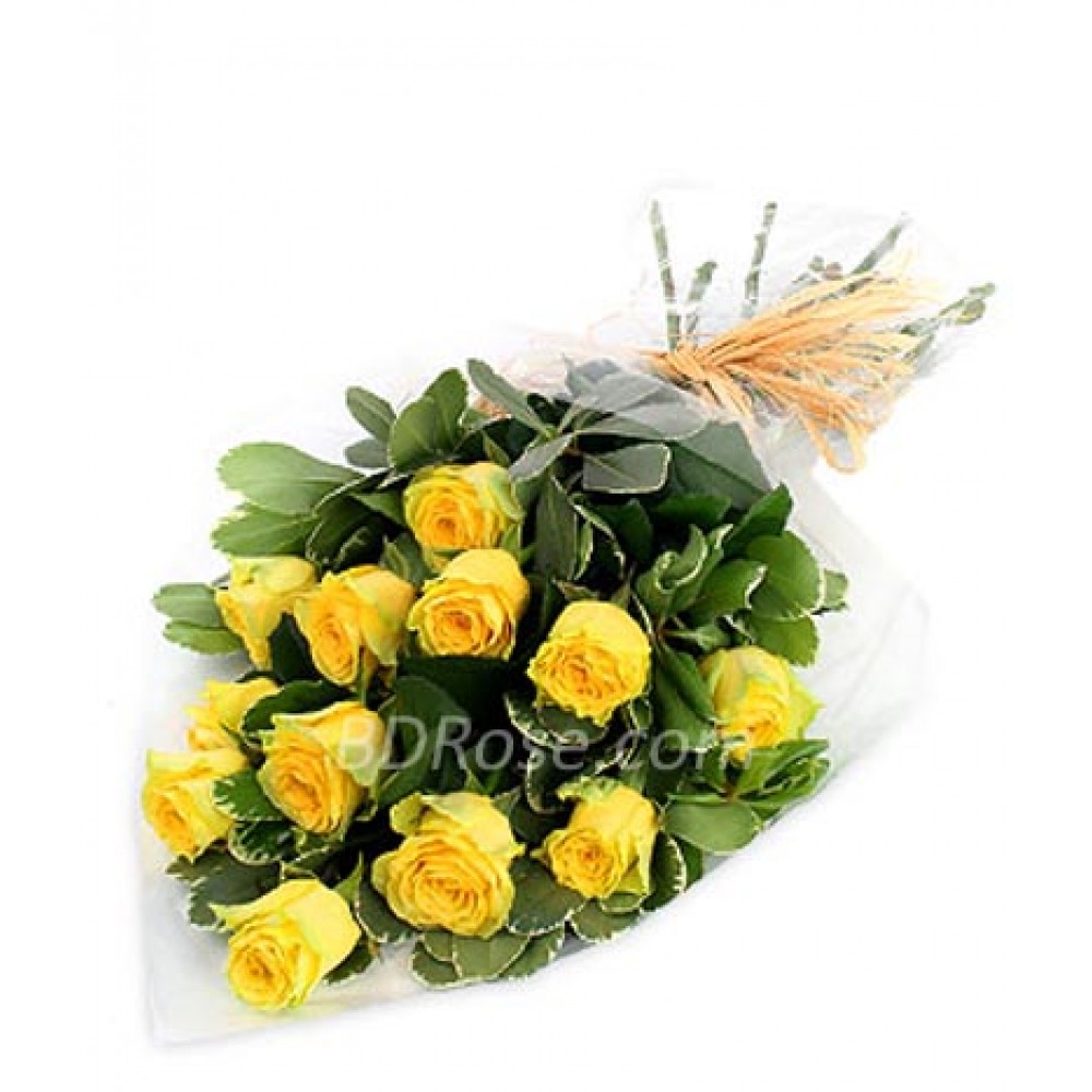 12pcs Imported Yellow Roses in a Bouquet