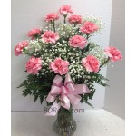 Imported 12 Pieces Pink Carnations in a vase