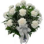 12 pcs White Carnations in a Vase