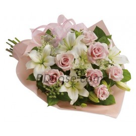 Lilies and Roses in a Bouquet