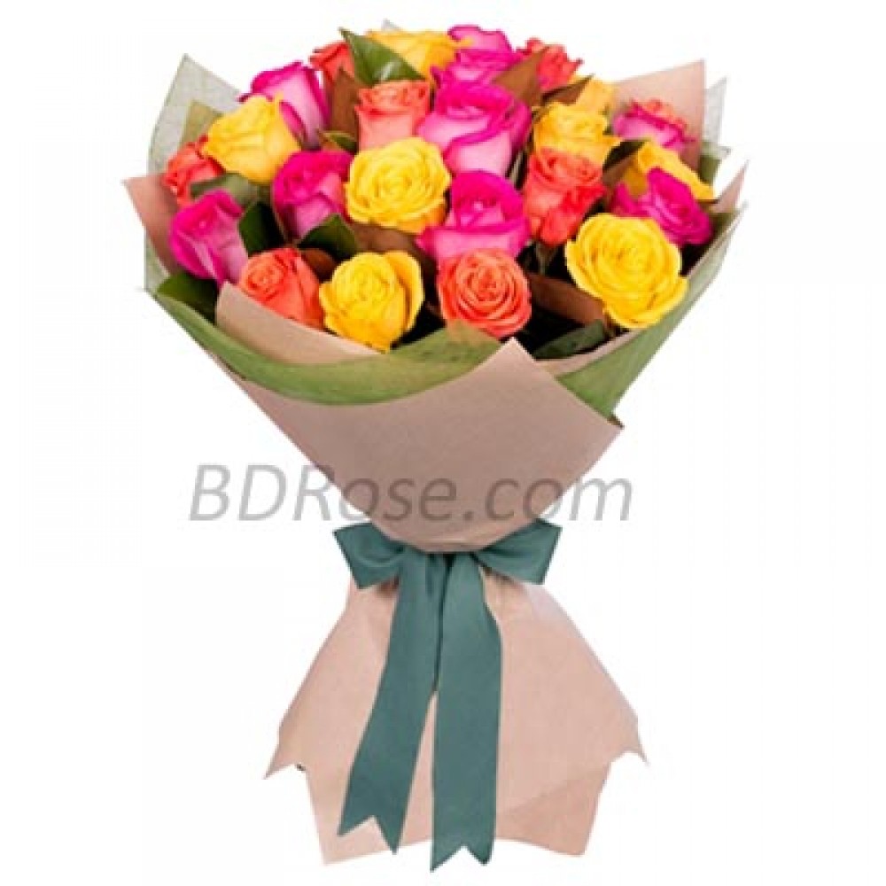 2 dozen Imported mix color Roses in Bouquet