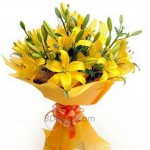 Yellow Lilies in a Bouquet