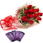 Red roses with chocolate