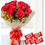 Red roses with chocolates