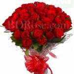 50 pcs pure and fresh red roses in bouquet