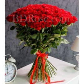 80 pcs fresh red roses in bouquet