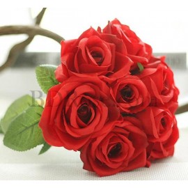 9 pcs red roses in bouquet