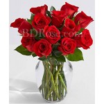 1 dozen red roses in vase