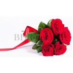 5 pcs red roses in bouquet